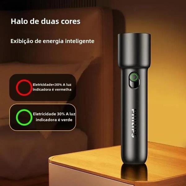 Imagem de Lanterna Portátil LED Recarregável Philips 2024 - Ideal para Camping, Caminhadas e Autodefesa