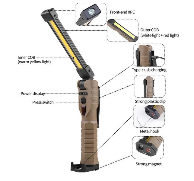 Imagem de Lanterna Portatil Multiuso Retratil Usb Carrega Celular Led