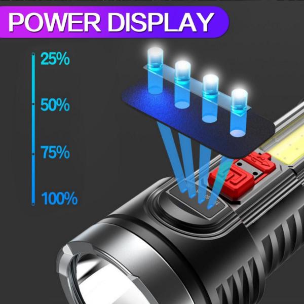 Imagem de Lanterna Potente Led Recarregavel Solar Iluminação Lateral