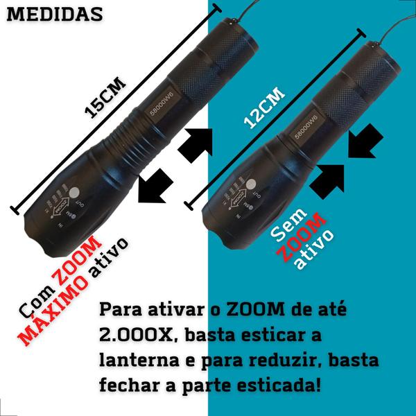 Imagem de Lanterna Potente Tática Militar Camping Passeios Com Zoom X2000 T6 Bmax/BM-8501 Com Nfe