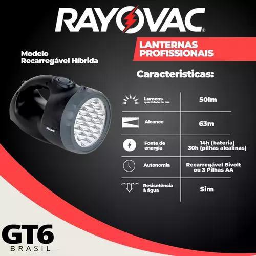 Lanterna Rayovac Recarregável Híbrida Bivolt - Caixa com 4 unidades Imagem de Lanterna Rayovac Recarregável Híbrida Bivolt - Caixa com 4 unidades