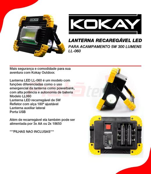 Imagem de Lanterna Recaregável Led 5w 300 Lumens - Kokay