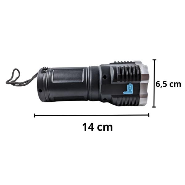 Imagem de Lanterna Recarregável Bateria Interna Indicador de Carga 4 Modos de Iluminação Forte Econômico Pisca Lateral Corpo ABS