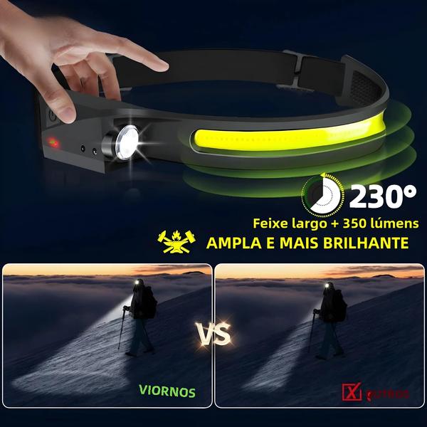 Imagem de Lanterna Recarregável LED com Sensor - USB, Ideal para Camping, Pesca e Busca