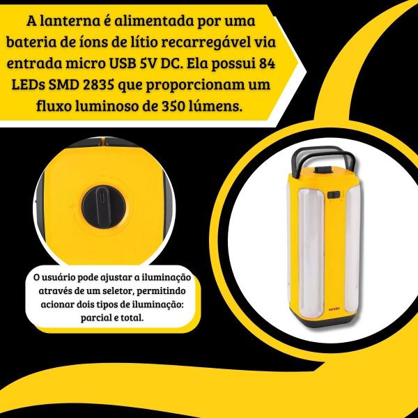 Imagem de Lanterna Recarregável para Acampamento Bateria de Led Smd - Vonder