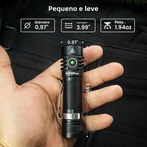 Imagem de Lanterna Recarregável Sofirn SC18 EDC - 1800lm, LED SST40, USB-C, 18650