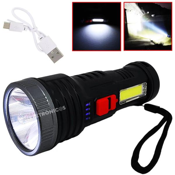 Imagem de Lanterna Recarregavel Via Usb Ilumina Led Bem Longe Tomada USB  LT8931