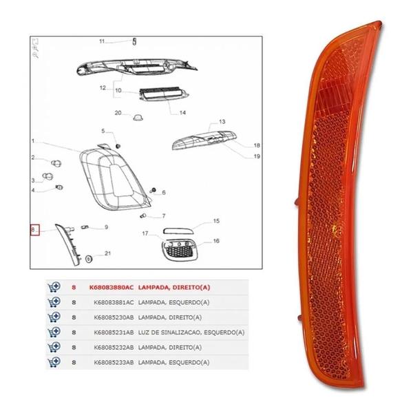 Imagem de Lanterna Refletora do Parachoque Fiat 500 Traseira Direita - Original Fiat