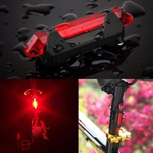 Imagem de Lanterna Sinalizador Bicicleta 5 Leds Recarregável Usb