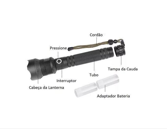 Imagem de Lanterna T9 Led 5400.000L Recarregável Super Forte - Com Nt