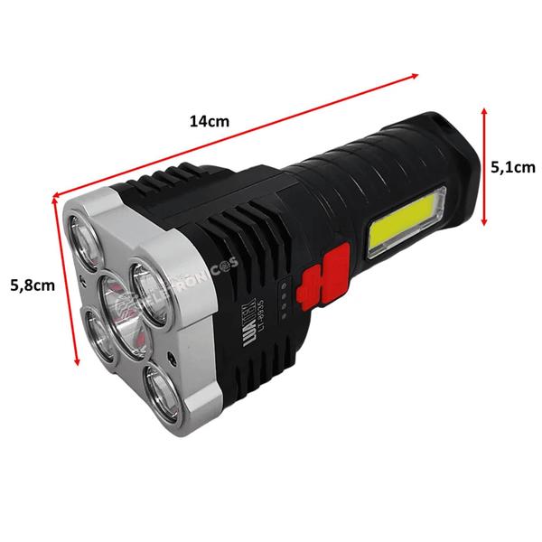 Imagem de Lanterna Tática De 5 Núcleos LED USB Recarregável Alta Potência LEY2221