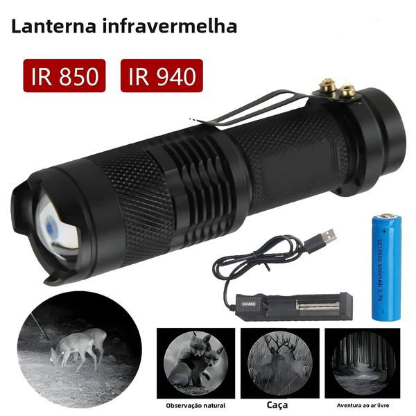 Imagem de Lanterna Tática Infravermelha com Zoom - 850nm/940nm - À Prova D'Água para Caça e Visão Noturna