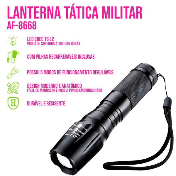 Imagem de Lanterna Tática LED 9800W Zoom Alcance X2000 Sinalizador T9