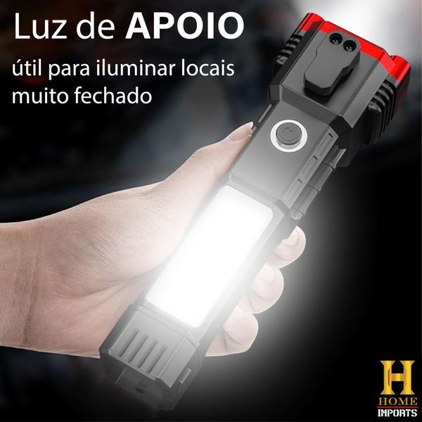 Imagem de Lanterna Tática Led De Alta Luminosidade Multifuncional Com Imã Recarregável