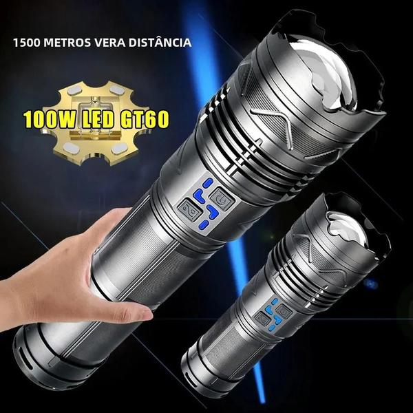 Lanterna Tática LED Recarregável de Alta Potência - Super Brilhante e Longo Alcance Imagem de Lanterna Tática LED Recarregável de Alta Potência - Super Brilhante e Longo Alcance