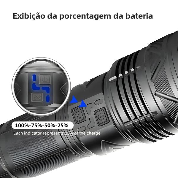 Lanterna Tática LED Recarregável de Alta Potência - Super Brilhante e Longo Alcance Imagem de Lanterna Tática LED Recarregável de Alta Potência - Super Brilhante e Longo Alcance