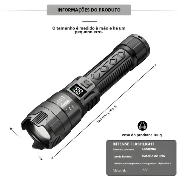 Imagem de Lanterna Tática LED Recarregável via USB - 2000LM - Alta Potência para Acampamento e Pesca