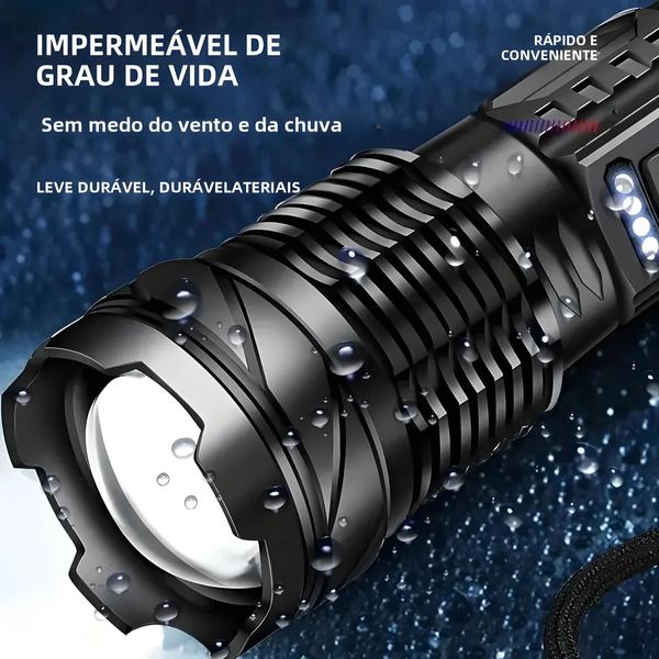 Imagem de Lanterna Tática LED Recarregável via USB - Alta Potência com Zoom Telescópico