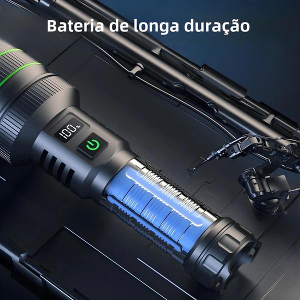 Imagem de Lanterna Tática LED Recarregável via USB - Alta Potência e Longo Alcance - À Prova D'Água