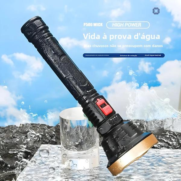 Imagem de Lanterna Tática LED Recarregável via USB - Ideal para Camping e Caça - com Display de Energia