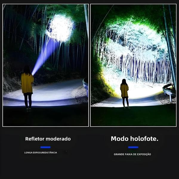 Imagem de Lanterna Tática LED Ultra Brilhante 15000mAh - Tocha de Acampamento e Emergência com Luz Traseira