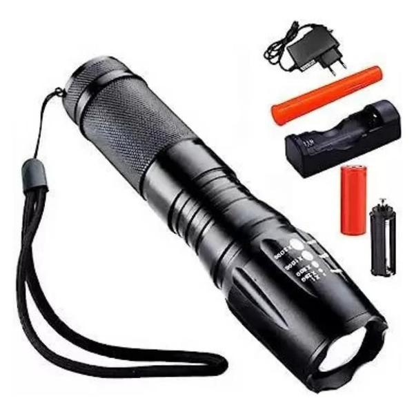 Lanterna Tática Militar 900 Recarregável Police Com Zoom - Lanterna De Longo Alcance Imagem de Lanterna Tática Militar 900 Recarregável Police Com Zoom