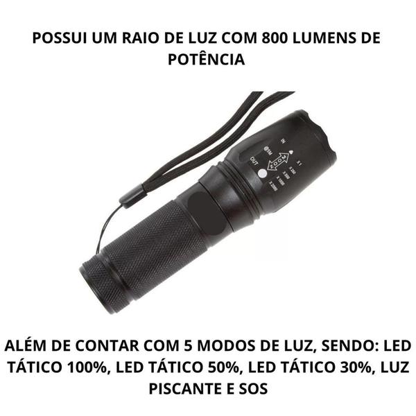 Imagem de Lanterna Tática Militar Led BM900 C/ Bateria Recarregável - B-max