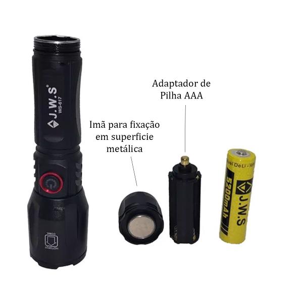 Imagem de Lanterna Tática Militar Led Ws-617 Potente Frontal Holofote Recarregavel Usb