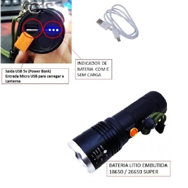 Imagem de Lanterna Tática Militar Led Zoom P70 B-MAX 8504 Recarregável