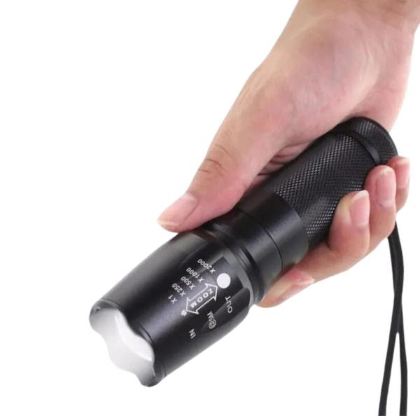 Imagem de Lanterna Tática Militar Recarregável Led Super Zoom Pesca Trilhas 8504