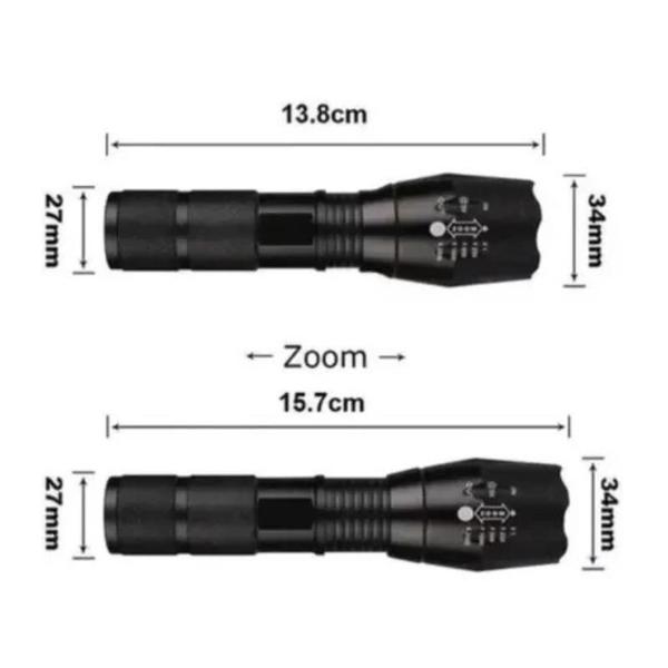 Imagem de Lanterna Tática Militar Super Potente Led Recarregável USB com Zoom Longo Alcance Trilhas Sitio Fazenda Vigilante