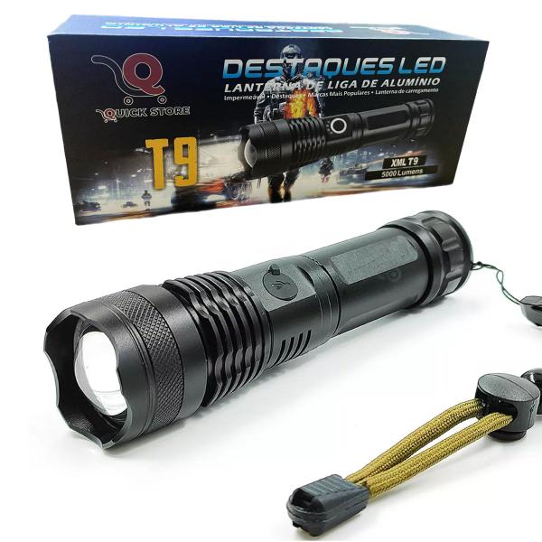 Imagem de Lanterna Tática Militar T9 Led Recarregável Usb 5000 Lumens