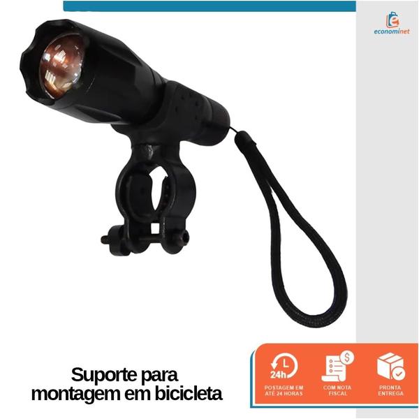 Imagem de Lanterna Tática T6 Zoom Ajustável Led Ultra Forte 5 Modos Pesca Camping Acampamento Atividade Noturna