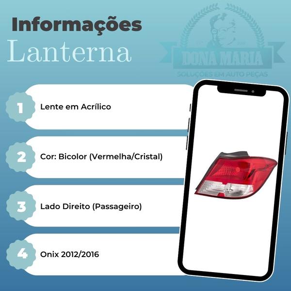 Imagem de Lanterna traseira direita onix 2012/2016 vermelho/cristal