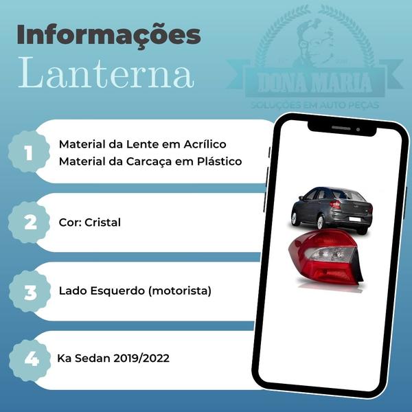 Imagem de Lanterna traseira esquerda ford ka sedan 2019/2020/2021/2022 sedan cristal