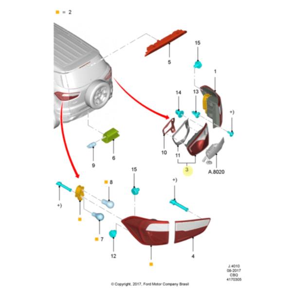 Imagem de Lanterna Traseira Ld Original Ford EcoSport 2018 À 2021