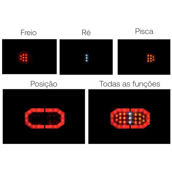 Imagem de Lanterna Traseira Universal LED 12V / 24V Bivolt Carreta Carretinha Caminhão VAN Saída com Fios