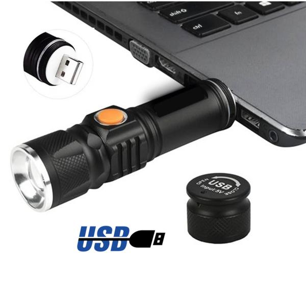 Imagem de Lanterna USB Recarregável Led T6 Para Segurança 128000W Alta Iluminosidade DY8064