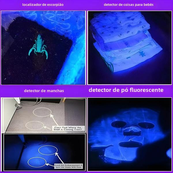 Lanterna UV Blacklight 395nm Recarregável via USB com Zoom - Para Cura de Resina e Detecção de Urina Imagem de Lanterna UV Blacklight 395nm Recarregável via USB com Zoom - Para Cura de Resina e Detecção de Urina