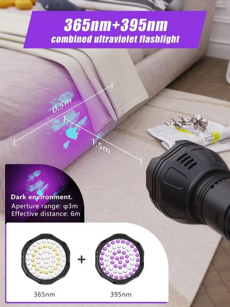 Imagem de Lanterna UV Blacklight com bateria recarregável MINORZ 51 LEDs