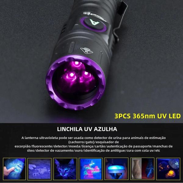 Imagem de Lanterna UV de Alta Potência 15W (365nm) - Detector de Tinta Invisível e Marcador de Gatos