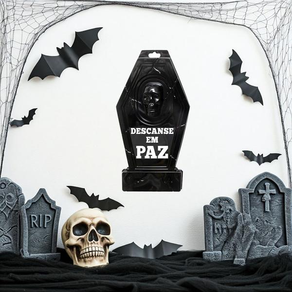 Imagem de Lápide Cemitério Preta Decorativa de Parede Halloween Bruxas