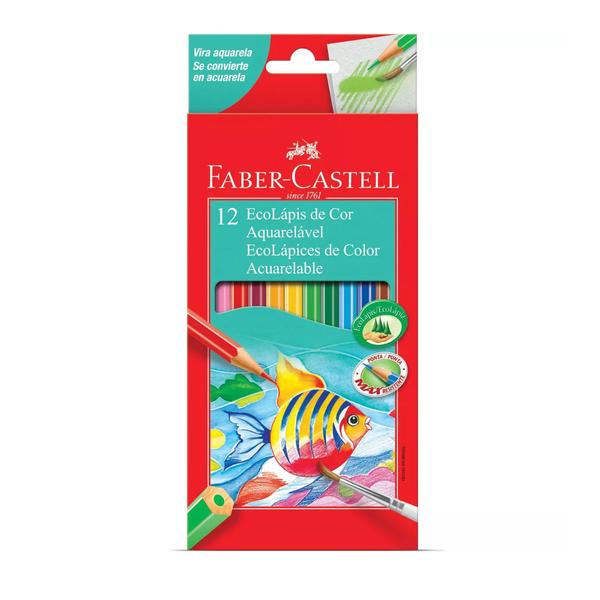 Imagem de Lápis Cor Ecolápis Aquarelável Faber Castell 12 Cores