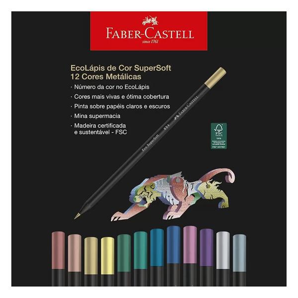 Imagem de Lápis de Cor 12 Cores SuperSoft Metálicas - Faber-Castell