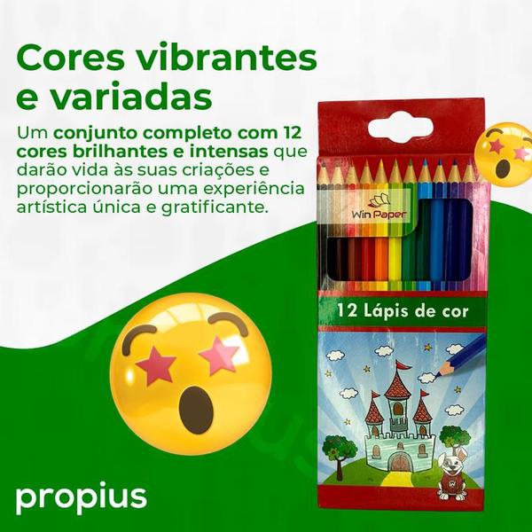 Imagem de Lápis De Cor 12 Cores Tons Caixa Colorido Escolar Educativo Pintura Unidades Ecológico Multicores Pacote Conjunto