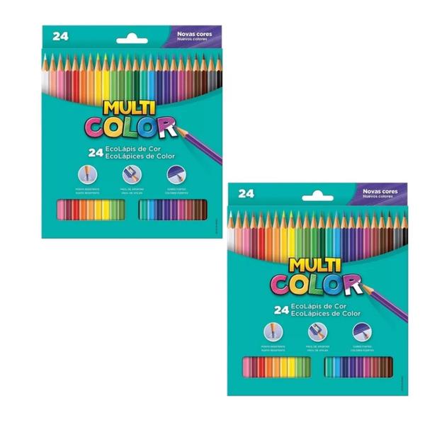 Imagem de Lápis de Cor 24 Cores Multicolor Sextavado Novas Cores produzido com madeira Reflorestada!!