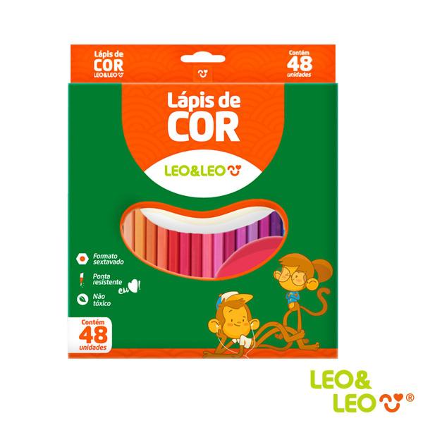 Imagem de Lapis de Cor 48 Cores Sextavado Escolar Leo&Leo