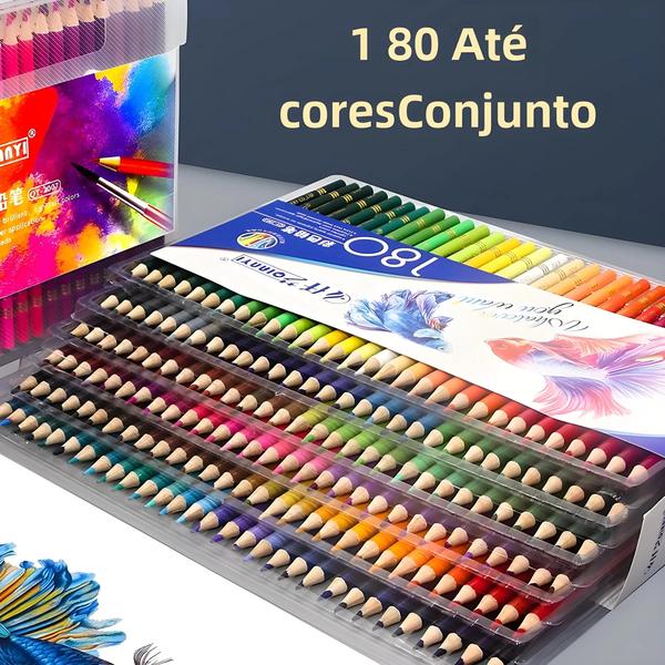 Imagem de Lápis de Cor a Óleo Profissional - Conjunto de 48/120/160/150/180 Cores (Aquarela)