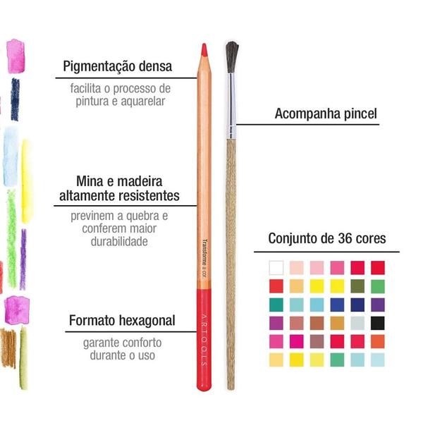 Imagem de Lápis De Cor Aquarelável Aquarell - Lata Metálica com 36 Cores - Artools - ref 688831