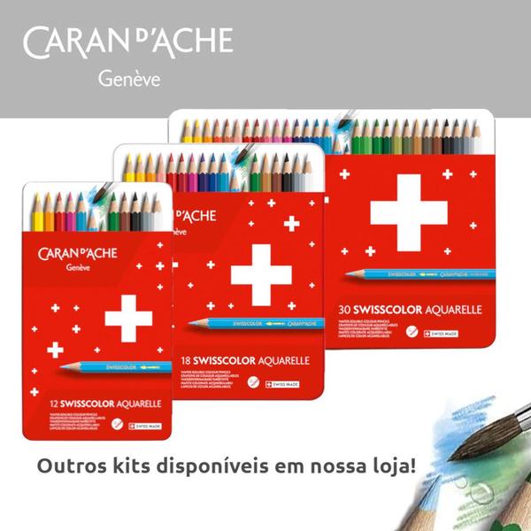 Imagem de Lápis de Cor Aquarelável Caran D'Ache Swisscolor 12 Cores